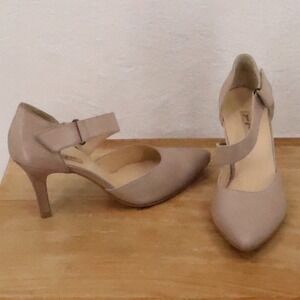 Paul Green Mary Jane Pointed Toe Pump Heels Womens Size 7 Tan Leather Office